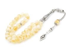 Gümüş Kaplama Püsküllü Orijinal Sitrin Taşı Tesbih