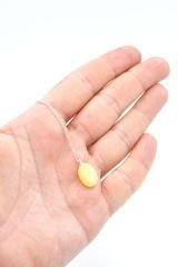 Gümüş Zincirli Hakiki Doğal Damla Kehribar Kolye Ucu