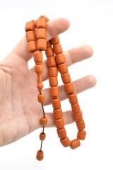 Usta İşi Sistemli Fıçı Kesim İri Boy Turuncu Fiber Tesbih
