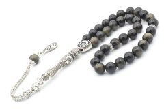 Hakiki Doğal Rainbow Obsidyen Taşı Tesbih 8 Mm
