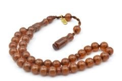 Hakkı Usta İmzalı Küre Bilek Boy Koyu Turuncu Sıkma Kehribar Tesbih