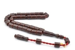 Hakkı Usta İmzalı Kesme Model Kahverengi Sıkma Kehribar Tesbih