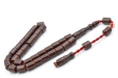 Hakkı Usta İmzalı Kesme Model Kahverengi Sıkma Kehribar Tesbih