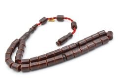 Hakkı Usta İmzalı Kesme Model Kahverengi Sıkma Kehribar Tesbih