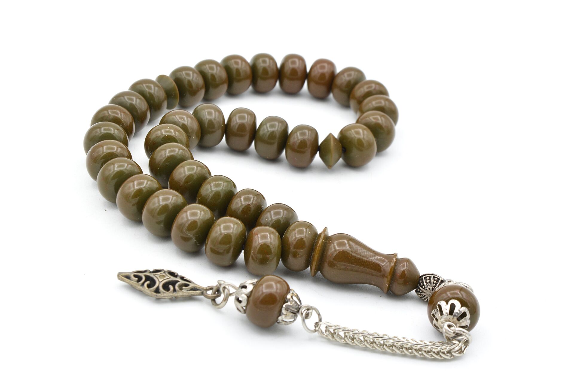 Tilki Kuyruğu Kamçili Tekerlek Model Sıkma Kehribar Tesbih 069