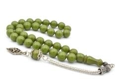 Tilki Kuyruğu Kamçili Küre Kesim Yeşil Sikma Kehribar Tesbih 068