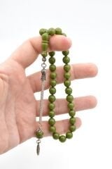 Tilki Kuyruğu Kamçili Küre Kesim Yeşil Sikma Kehribar Tesbih 068