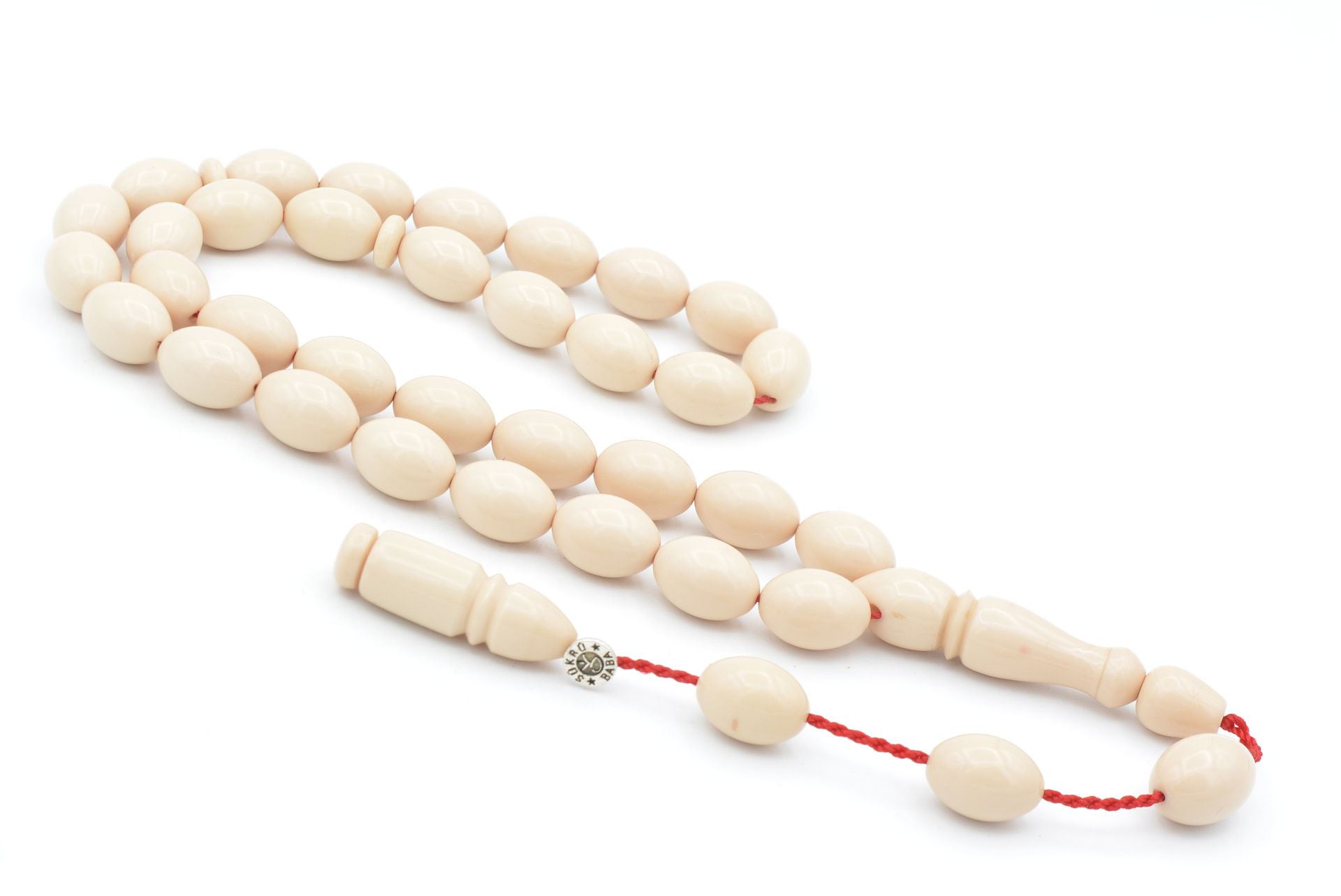 Şükrü Baba İmzalı Beyzi Kesim İri Boy Beyaz Katalin Tesbih