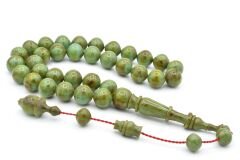 Usta İşi Sistemli Sığırcık Kesim İri Boy Yeşil Mavi Katalin Tesbih