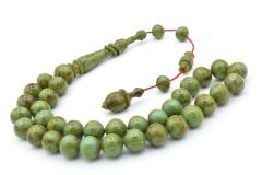 Usta İşi Sistemli Sığırcık Kesim İri Boy Yeşil Mavi Katalin Tesbih