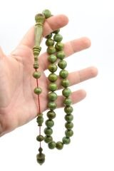 Usta İşi Sistemli Sığırcık Kesim İri Boy Yeşil Mavi Katalin Tesbih