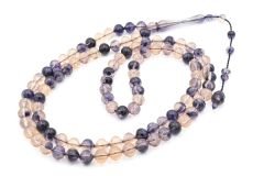 Sistemli Sığırcık Kesim 99 luk Koyu Şeffaf Lacivert Uçak Camı Tesbih