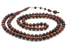 Sistemli Sığırcık Kesim 99 luk Koyu Siyah Kahve Uçak Camı Tesbih