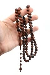 Sistemli Sığırcık Kesim 99 luk Koyu Siyah Kahve Uçak Camı Tesbih