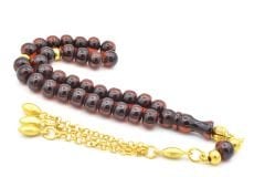 Tekerlek Kesim Bilek Boy Kahverengi Sıkma Kehribar Tesbih