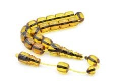 Enes Abdo İmzalı Fıçı Kesim Sarı Sıkma Kehribar Efe Maskot Tesbih