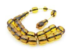 Enes Abdo İmzalı Fıçı Kesim Sarı Sıkma Kehribar Efe Maskot Tesbih