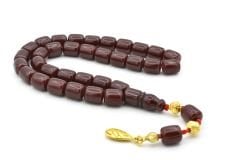 Sistemli Kapsül Kesim Bordo Sıkma Kehribar Tesbih