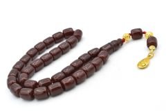 Sistemli Kapsül Kesim Bordo Sıkma Kehribar Tesbih