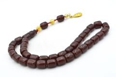 Sistemli Kapsül Kesim Bordo Sıkma Kehribar Tesbih