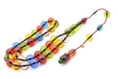 Enes Abdo İmzalı Küre Kesim Rengarenk Sıkma Kehribar Tesbih