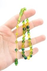 Sistemli Küre Kesim Bilek Boy Sarı Yeşil Toz Kehribar Tesbih