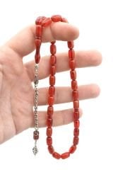 ARNAVUT KAMÇILI KAPSÜL KESİM HARELİ TURUNCU SIKMA KEHRİBAR TESBİH 043