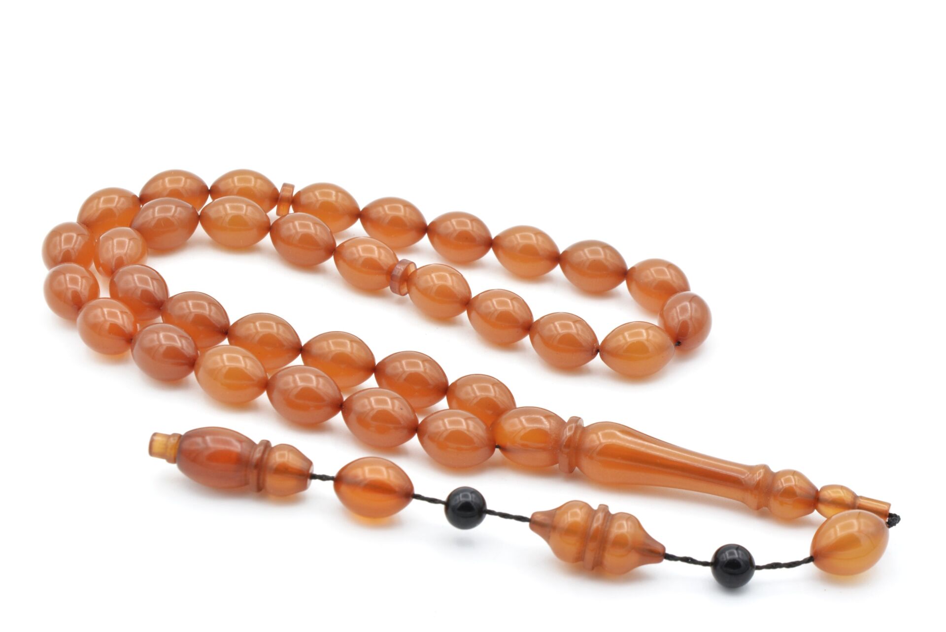 USTA İŞİ SİSTEMLİ TOMBUL BEYZİ KESİM SARI SIKMA KEHRİBAR TESBİH 160