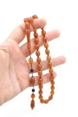 USTA İŞİ SİSTEMLİ TOMBUL BEYZİ KESİM SARI SIKMA KEHRİBAR TESBİH 160