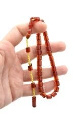 Hakkı Usta İmzalı Kapsül Kesim Bilek Boy Sıkma Kehribar Tesbih 106