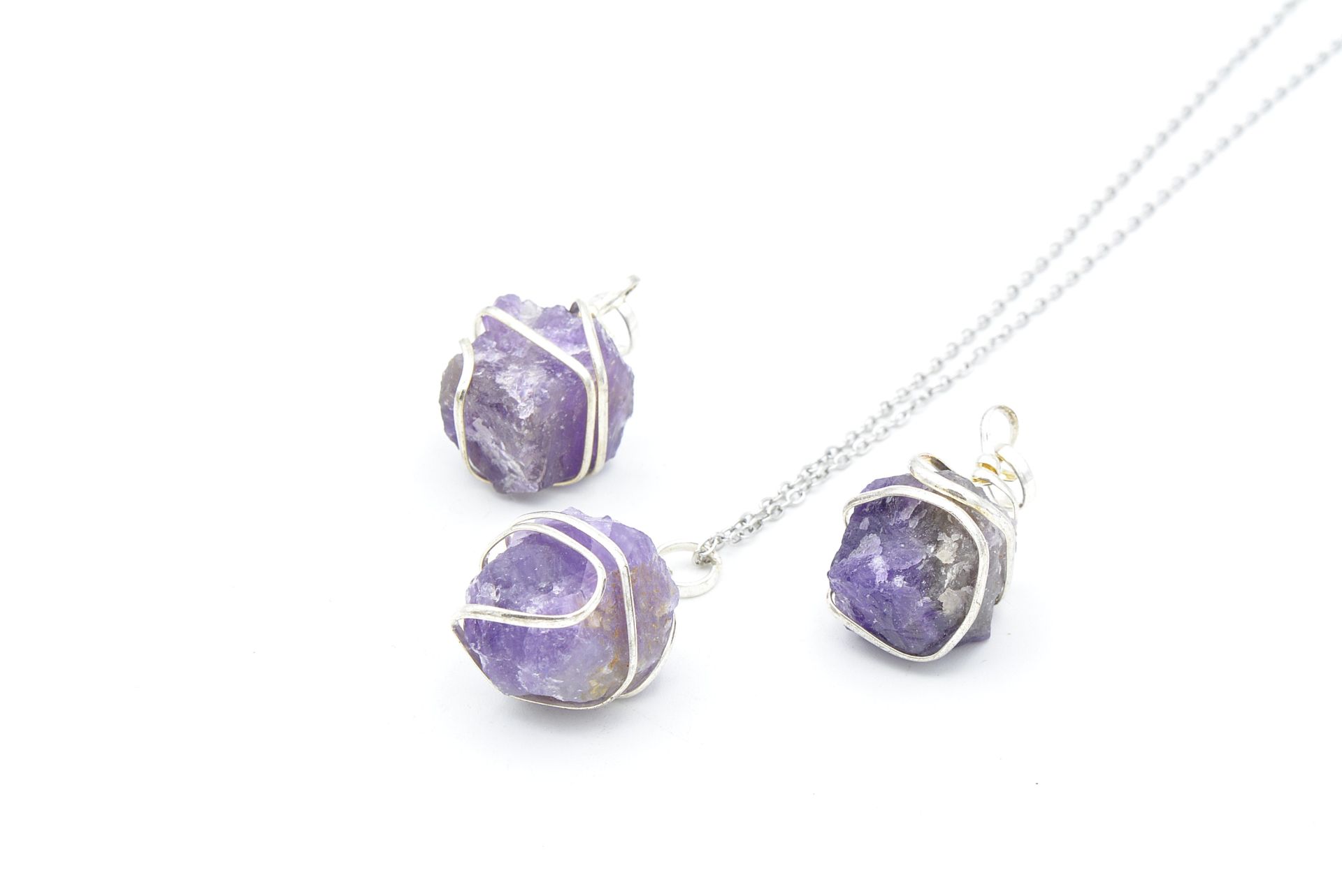 Hakiki Doğal Ametist Taşı Kolye Ucu