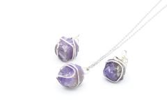 Hakiki Doğal Ametist Taşı Kolye Ucu