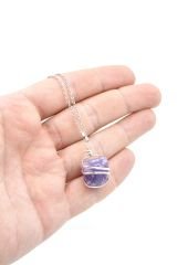 Hakiki Doğal Ametist Taşı Kolye Ucu