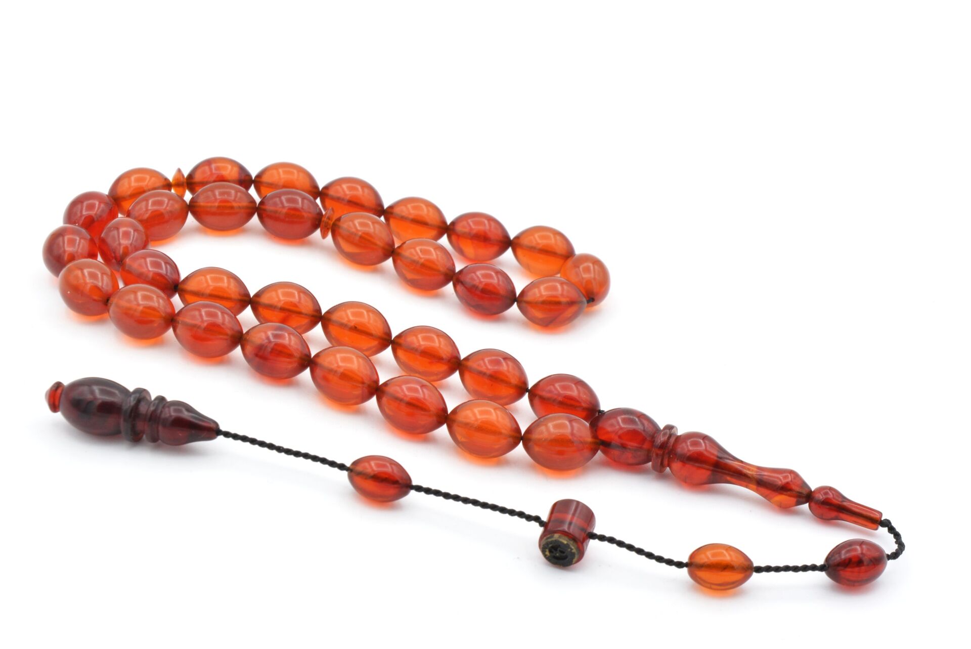 DARABACI ABDULLAH İMZALI BEYZİ MODEL TURUNCU SIKMA KEHRİBAR TESBİH 149