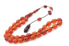 DARABACI ABDULLAH İMZALI BEYZİ MODEL TURUNCU SIKMA KEHRİBAR TESBİH 149