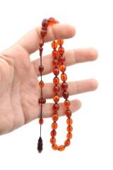 DARABACI ABDULLAH İMZALI BEYZİ MODEL TURUNCU SIKMA KEHRİBAR TESBİH 149