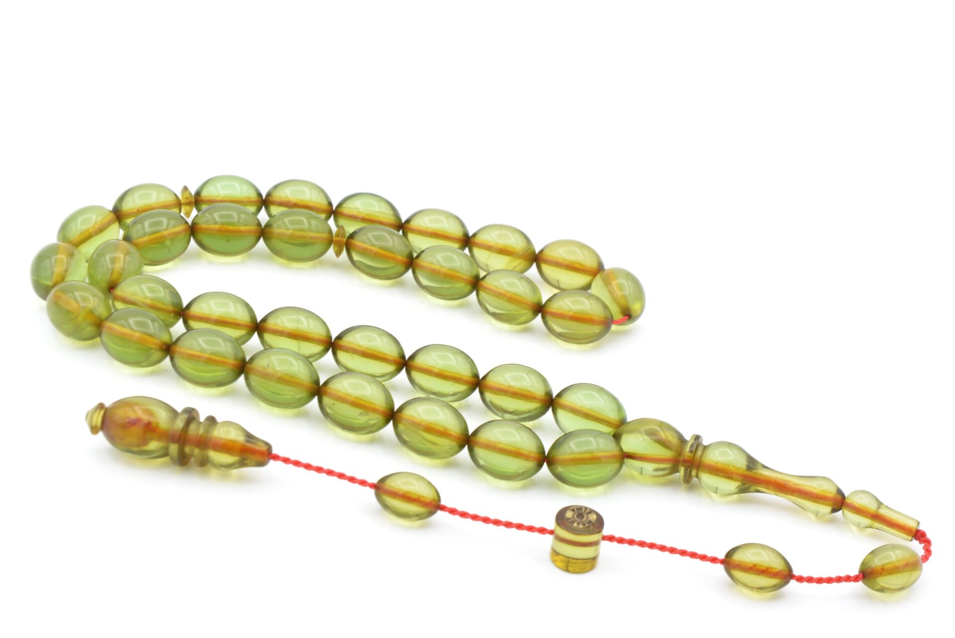 USTA İMZALI SİSTEMLİ BEYZİ MODEL YEŞİL SIKMA KEHRİBAR TESBİH 146