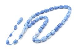 Sistemli Kapsül Kesim İri Boy Mavi Beyaz Katalin Tesbih