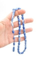 Sistemli Kapsül Kesim İri Boy Mavi Beyaz Katalin Tesbih