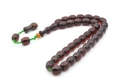 Şükrü Baba Yapımı Fıçı Model İri Bordo Sıkma Kehribar Tesbih