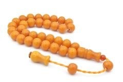 Şükrü Baba Yapımı Küre Model İri Turuncu Sıkma Kehribar Tesbih