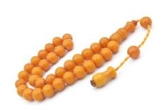 Şükrü Baba Yapımı Küre Model İri Turuncu Sıkma Kehribar Tesbih