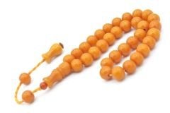 Şükrü Baba Yapımı Küre Model İri Turuncu Sıkma Kehribar Tesbih