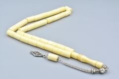 Gümüş Kaplama Kamçılı Kesme Model Beyaz Beyrut Damla Kehribar Tesbih