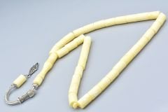 Gümüş Kaplama Kamçılı Kesme Model Beyaz Beyrut Damla Kehribar Tesbih