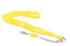 Gümüş Kaplama Kamçılı Kesme Model Sarı Beyrut Damla Kehribar Tesbih