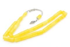 Gümüş Kaplama Kamçılı Kesme Model Sarı Beyrut Damla Kehribar Tesbih