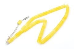 Gümüş Kaplama Kamçılı Kesme Model Sarı Beyrut Damla Kehribar Tesbih