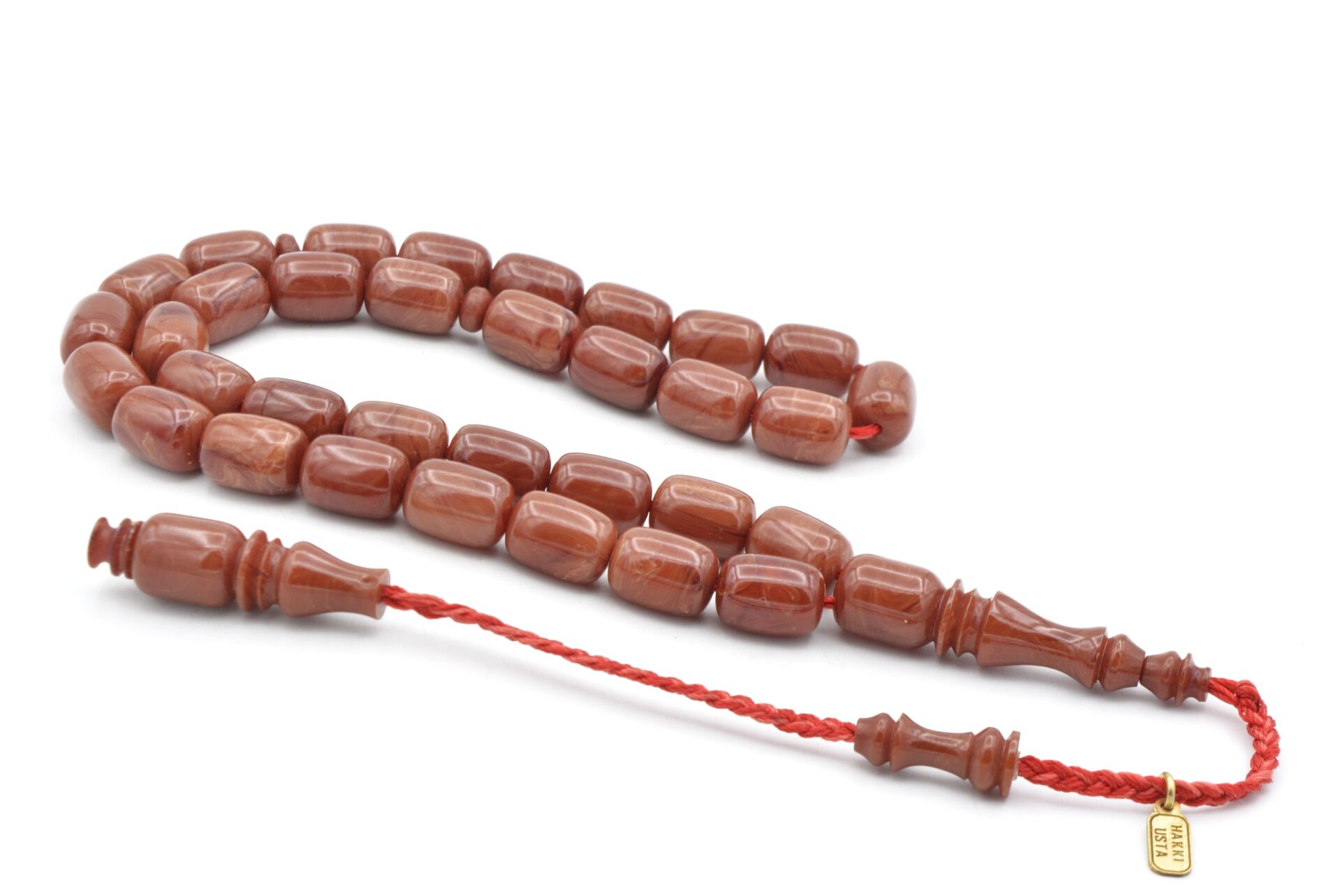 Hakkı Usta İmzalı Kapsül Kesim Hareli Bej Katalin Tesbih