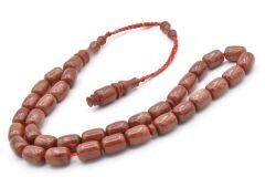 Hakkı Usta İmzalı Kapsül Kesim Hareli Bej Katalin Tesbih